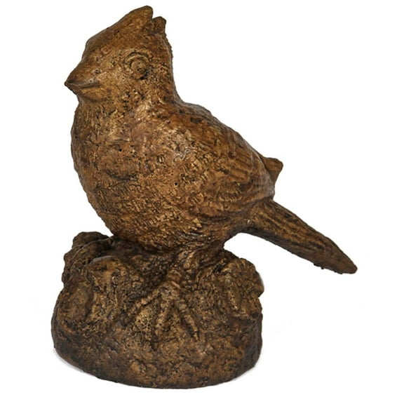 Solid Rock Stoneworks Small Cardinal Concrete Statue, 6" Tall, Espresso Color