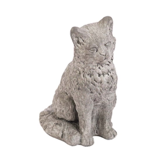 Solid Rock Stoneworks Small Concrete Cat Statue - 11" Tall - Pre Aged Stain
