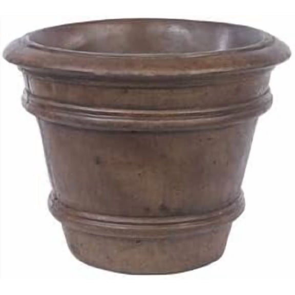 Solid Rock Stoneworks Small Double Rim Planter - 12"Tall x 15"Diameter - Java