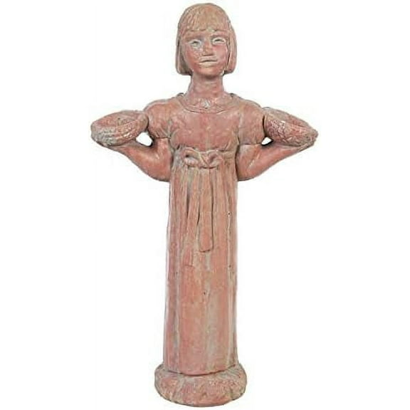 Solid Rock Stoneworks Small Flower Girl Statue - 26" Tall x 15" w x 7" d - Brick Color