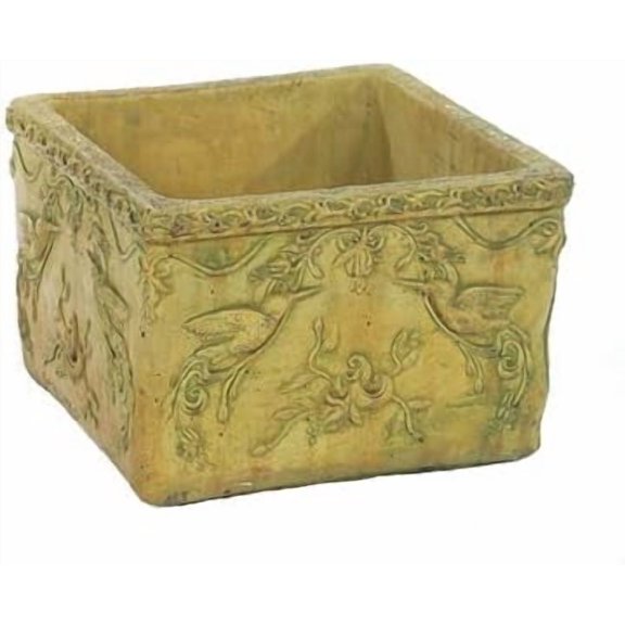 Solid Rock Stoneworks Small Hummingbird Planter - 10"Tall x 14"Square - Brushed Moss