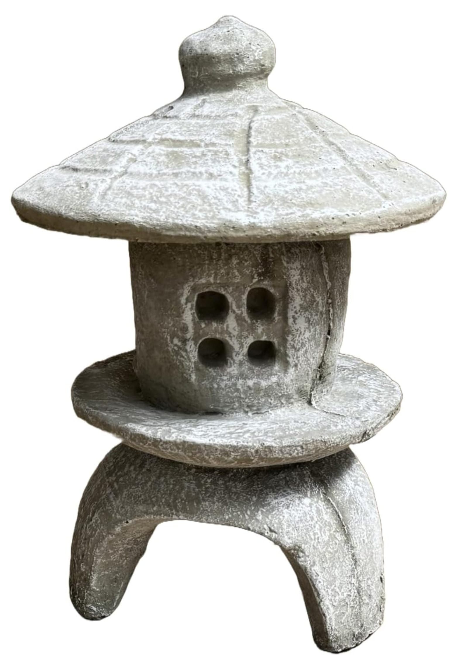 Small Round Concrete Pagoda Garden Statue in Gray