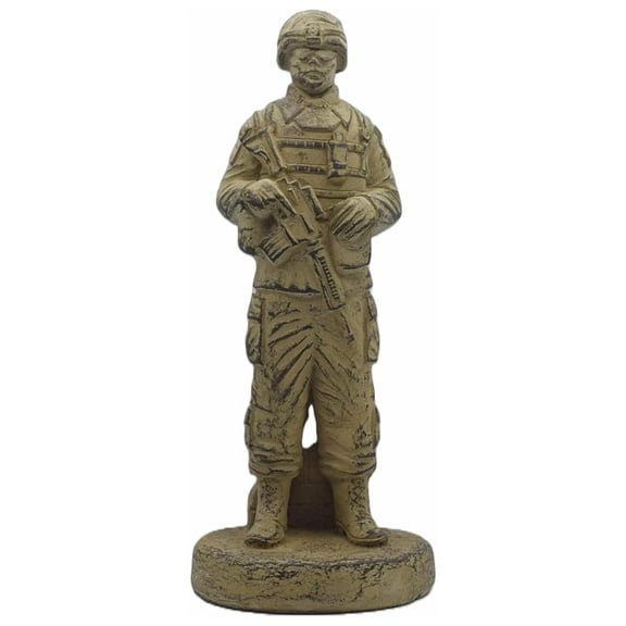 Solid Rock Stoneworks Small Standing Soldier 13in Tall Desert Sand Brown Color