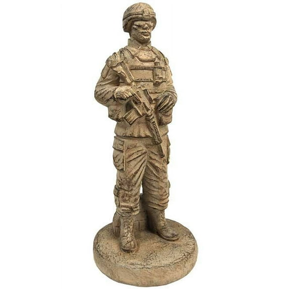 Solid Rock Stoneworks Small Standing Soldier Statue, Desert Sand Brown