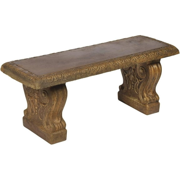 Solid Rock Stoneworks Small Straight Garden Bench - Concrete - Espresso Stain