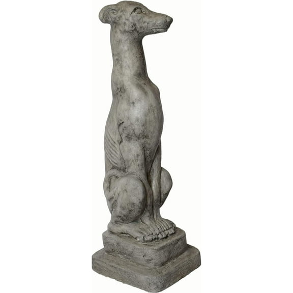 Solid Rock Stoneworks Small Whippet Dog Garden Statue - 20" Tall - Pre Aged
