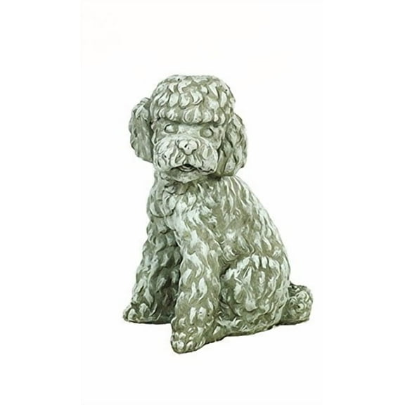 Solid Rock Stoneworks Solid Rock Stoneworks Long Hair Poodle Dog Stone Statue 12in Tall Marble Tone Color
