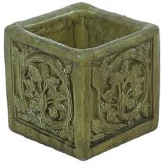 Solid Rock Stoneworks Square Flower Box Planter - 10"h x 10" Square - Pine Moss