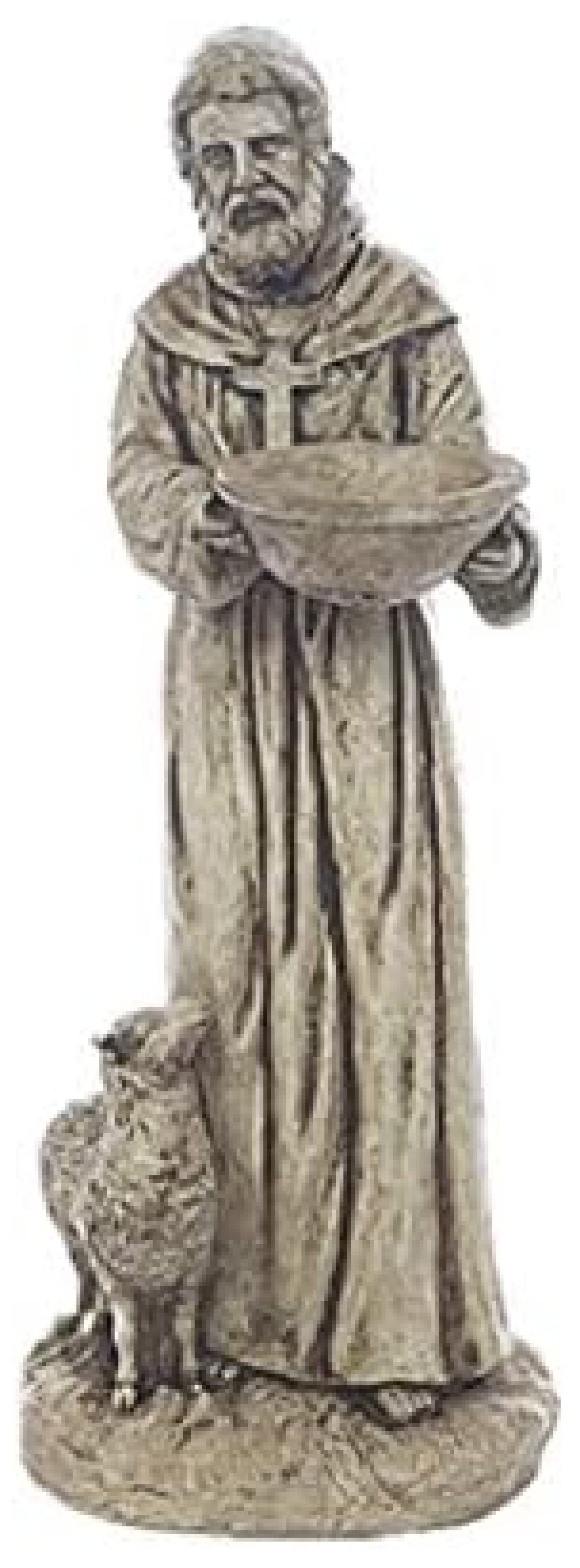 Solid Rock Stoneworks St Francis with Lamb Yard Art Stone Statue 25in