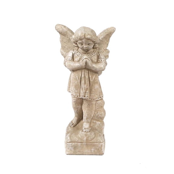 Solid Rock Stoneworks Standing Angel Stone Statue 19" Tall Desert Sand Color