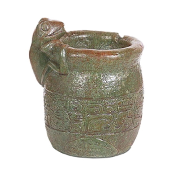 Solid Rock Stoneworks Stone Mayan Frog Planter 7" Tall Verde