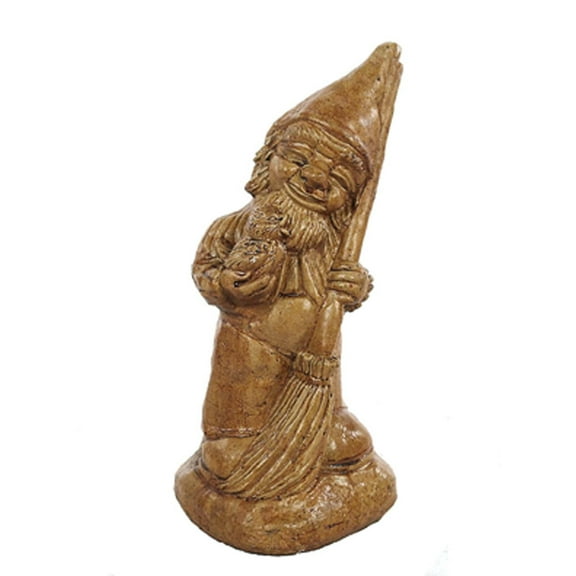 Solid Rock Stoneworks Sweeping Elf Stone Statue 14in Tall Autumn Wheat Color