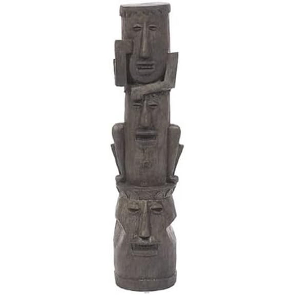 Solid Rock Stoneworks Tripple Tiki Stack- Concrete Statue - 25" Tall - Graphite