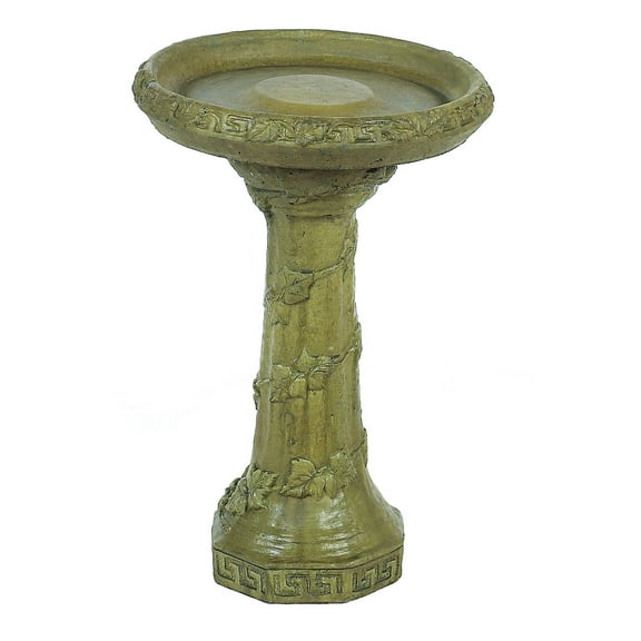 Solid Rock Stoneworks Winding Ivy Birdbath - 27" Tall x 18" Diameter - Pine Moss