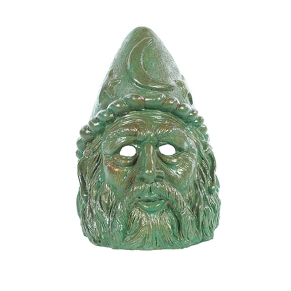 Solid Rock Stoneworks Wizard Head Candle Holder Concrete Statue 13" Tall Verde Color