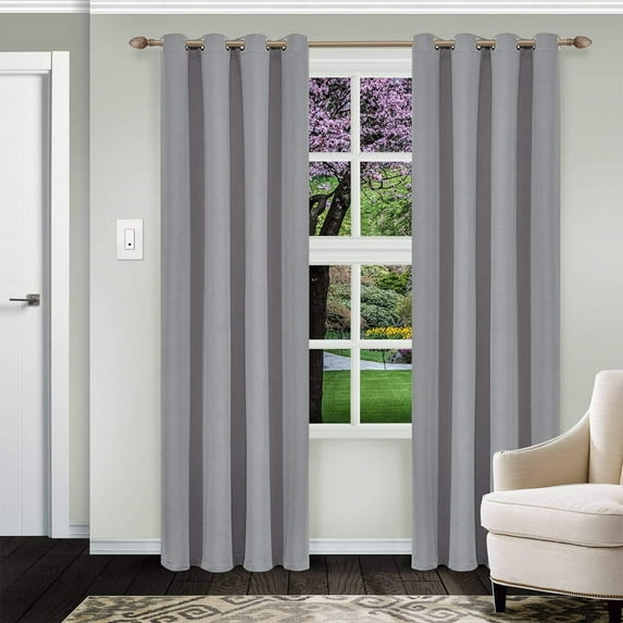 Solid Room Darkening Noise Reducing Thermal Blackout Curtain Set Silver / 52"x63"