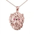 thumbnail image 1 of Solid Rose Gold Diamond Cut Lion Head Pendant Necklace :  14K  Pendant with 20" chain, 1 of 1