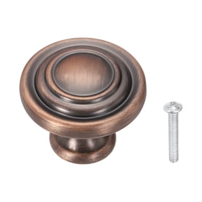 Solid Round Drawer Knobs, 1.3" Zinc Alloy Drawer Pulls with Screw, Copper