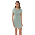 thumbnail image 1 of Solid Round Neck Bodycon Mini Dress, 1 of 5