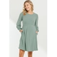 thumbnail image 1 of Solid Round Neck Maternity Skater Dress with Pockets, 1 of 3