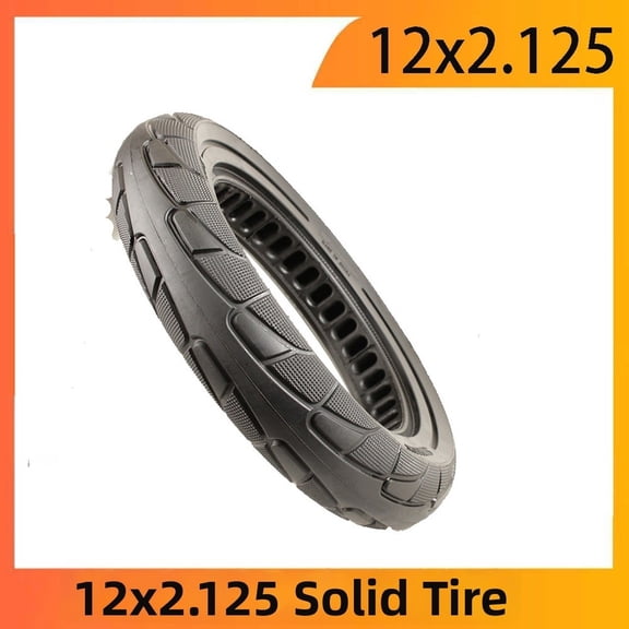 Solid Rubber Tire 12X2.125 For Electric Bike, 12 1/2x2 1/4 Inch Puncture Proof Wheel With For HONEYCOMB Pattern, 6-Ply Non-Slip Outer tire For E-Scooter Parts