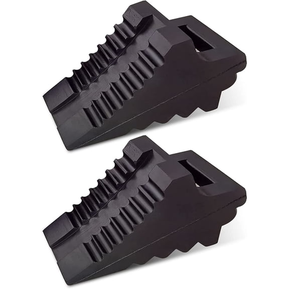 Solid Rubber Wheel Chocks Heavy Duty Trailer Chock, G.V.W. Up to 4T, 2 Pack Black, 8.6" L x 3.7 W 4.7" H for Car, Travel Trailers, RV, Truck, and ATV, All Weather Use
