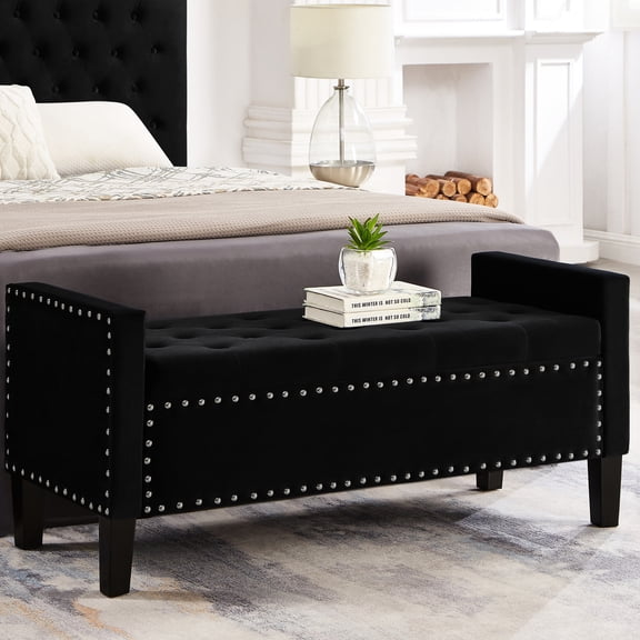 Solid Rubberwood Frame Bench | Storage for Blankets, Pillows, Magazines | Durable and Functional Seating