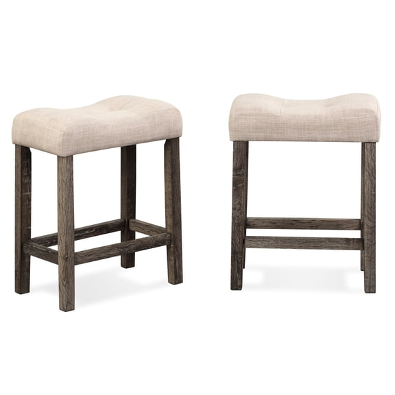 Solid Rubberwood Frame | Two Saddle Stools for Counter Spaces | Durable and Comfortable Seating Solution