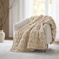 thumbnail image 1 of Solid Ruched Faux Fur Throw (50"x60") - Reverse Ultra-Soft Faux Mink, 2-Sided Use | Oeko-Tex Certified, Machine Washable, 1 of 19