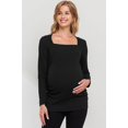 thumbnail image 1 of Solid Ruched Long Sleeve Square Neck Maternity Top, 1 of 3