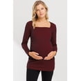 thumbnail image 1 of Solid Ruched Long Sleeve Square Neck Maternity Top, 1 of 3