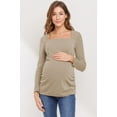 thumbnail image 1 of Solid Ruched Long Sleeve Square Neck Maternity Top, 1 of 3