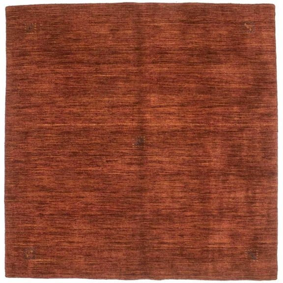 Solid Rusty Red 5X5 Oriental Modern Square Rug