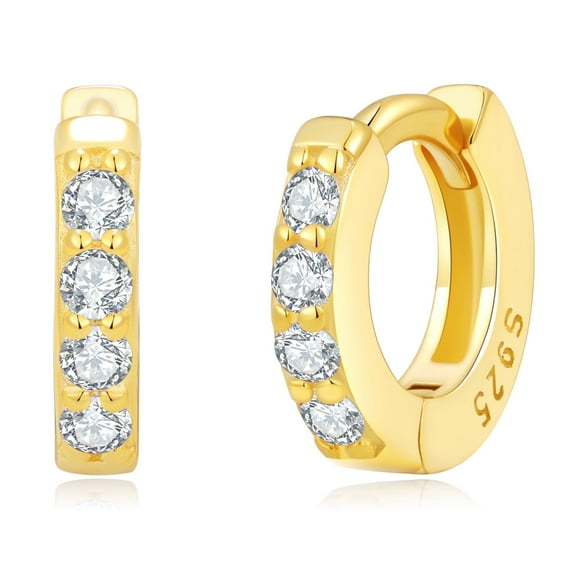 RYSKYJEWELRY Huggie CZ Diamond Earrings, 925 Sterling Silver, All Ages