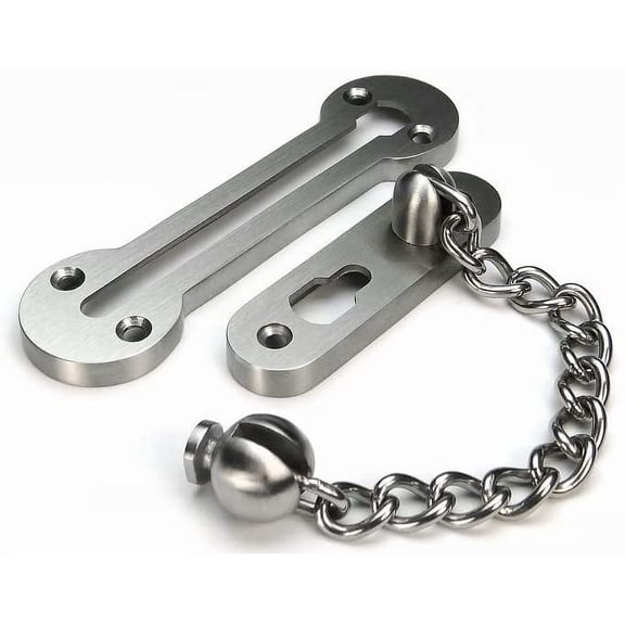 Solid SUS304 Stainless Steel 3MM Extra-Thick Casting Heavy Duty Door Chain inside Door Limiter External Front Door Restrictor Security Lock Safety Guard Chain EK-07A-SS