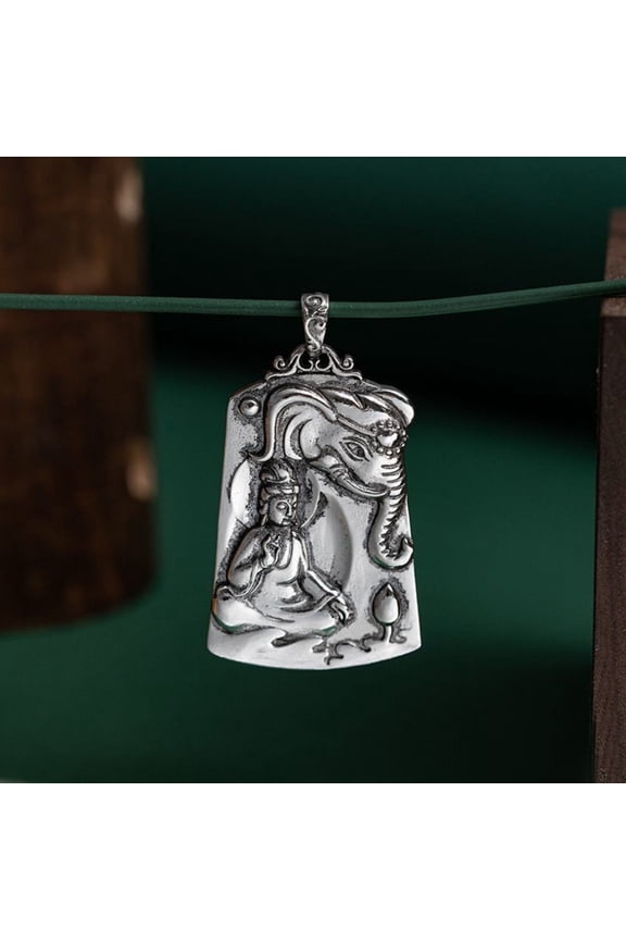 Solid Samantabhadra Pendant Necklace Zodiac Guardian Amulet for Dragon Snake Men Buddhist Protection Jewelry