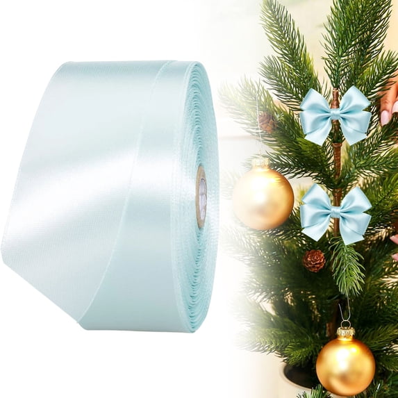Solid Satin Ribbon Sky Blue 25 Yards, 1 Inch Wide Premium Ribbon for Wedding Sewing Wrapping, Versatile Craft Ribbon for Invitation Embellishments