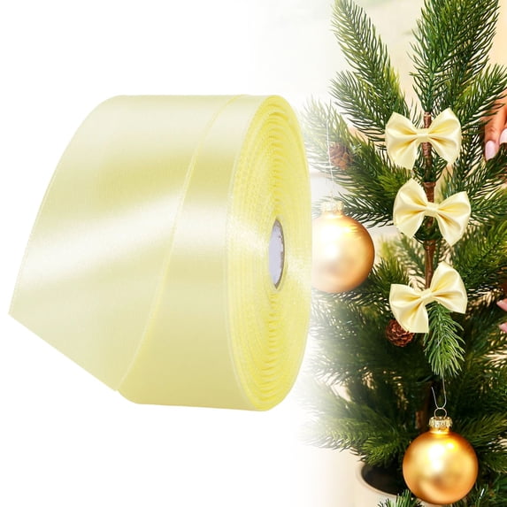 Solid Satin Ribbon Yellow 25 Yards, 1 Inch Wide Premium Ribbon for Wedding Sewing Wrapping, Versatile Craft Ribbon for Invitation Embellishments