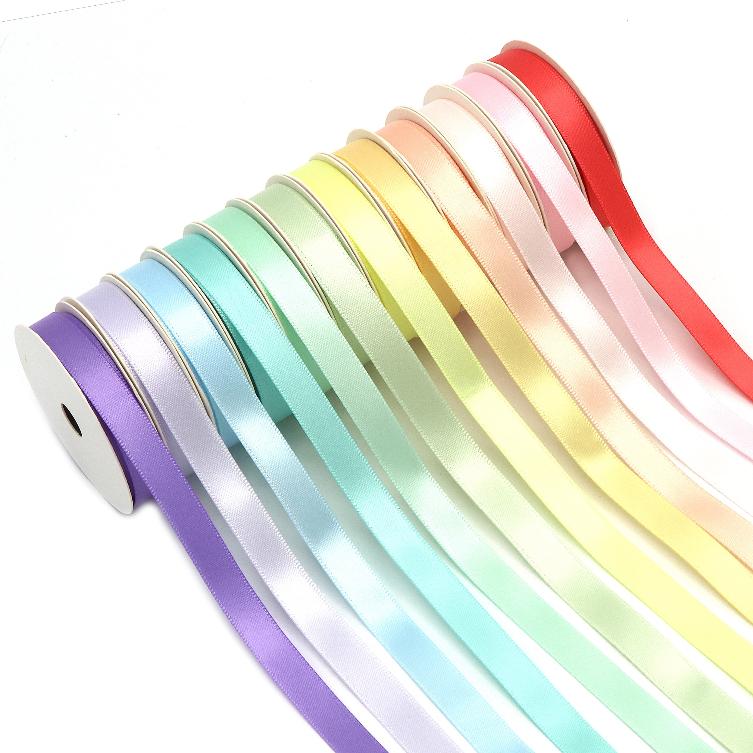 3/8 x 36YD Pastel Solid Satin Ribbon 12ct - Ribbon & Deco Mesh - Crafts & Hobbies