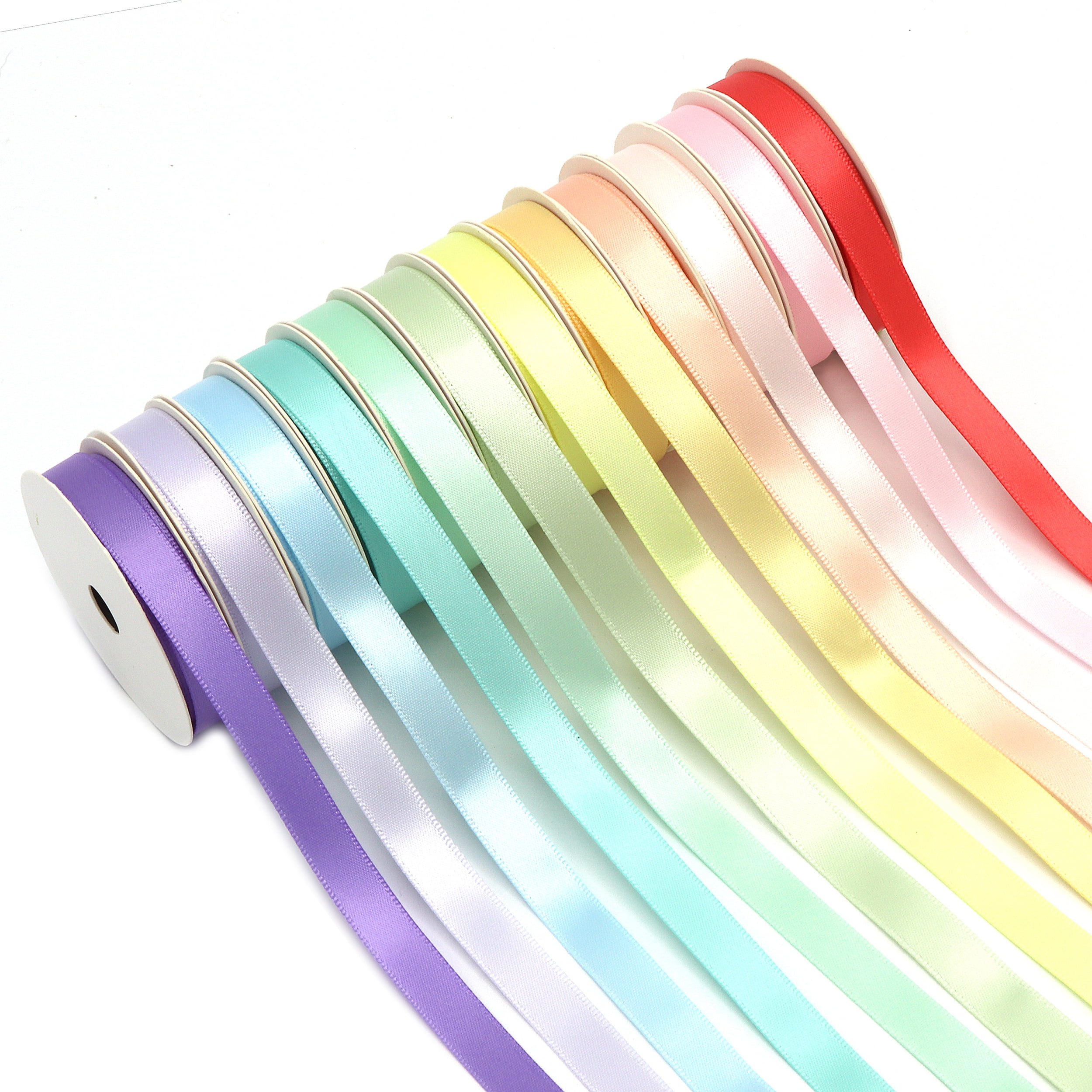 3/8 inch Satin Ribbons Assorted Colors (Solid Bright)