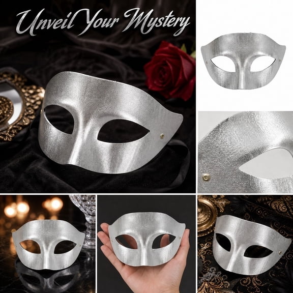 Solid Satin Venetian Eye Mask, Classic Plain Half Face Masquerade Mask for Men Women Mardi Gras Wedding Halloween Party Costume