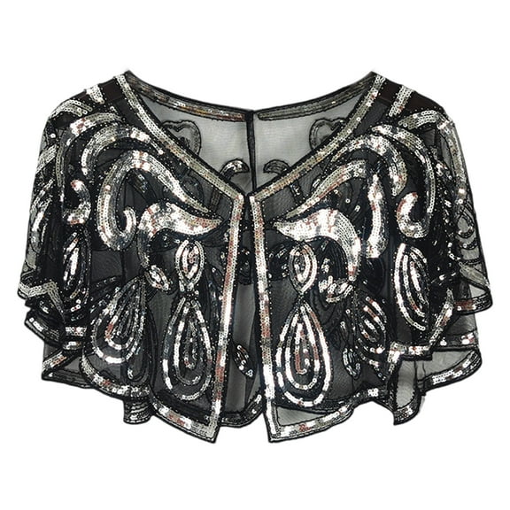 Solid Sequins Fragmented Tippets Ethnic Styles Beads Lace Tippets Fashion Elegant Capes for Casual or Party Wear