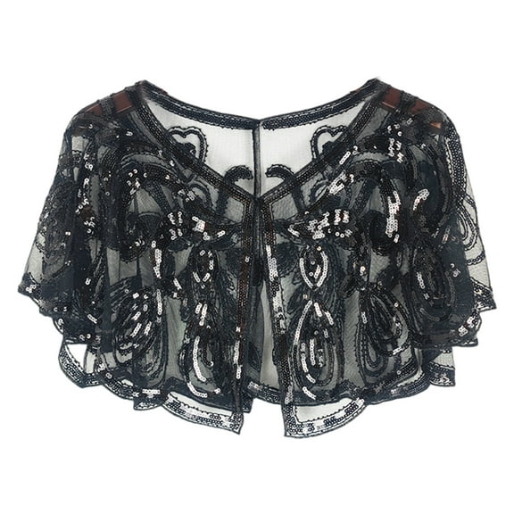 Solid Sequins Fragmented Tippets Ethnic Styles Beads Lace Tippets Fashion Elegant Capes for Casual or Party Wear