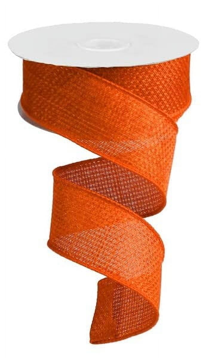 Solid Sewn Edge Wired Ribbon Orange 1.5 inches x 100 feet