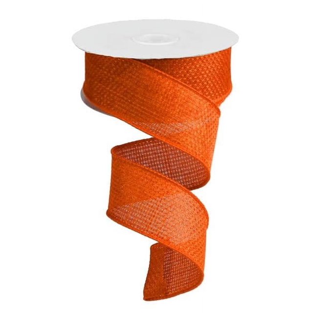 Solid Sewn Edge Wired Ribbon Orange 1.5 inches x 100 feet