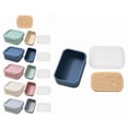 thumbnail image 1 of Solid Shampoo Bar Holder, Large Leakproof Travel Soap Case, Silicone Soap Box with Draining Layer for Camping Gym (A), 1 of 6