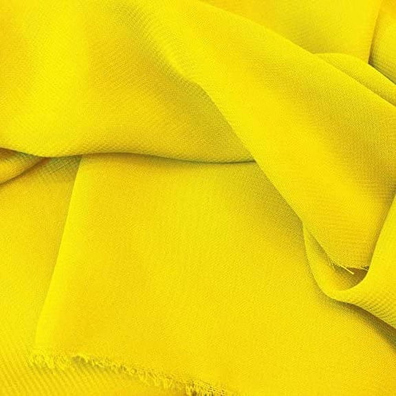 Solid Sheer Chiffon Fabric Polyester Dress 58 Inch Wide- Fabric by The Yard (F.E.) (1 Yard, Sunshine Yellow)