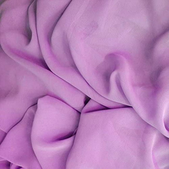 Solid Sheer Chiffon Fabric Polyester Dress 58 Inch Wide- Fabric by The Yard (F.E.) (5 Yard, Lavender)