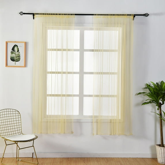 Solid Sheer Voile Curtain Panel - Modern Light-Filtering Window/Door Valance, Machine Washable & Privacy, Elegant Home/Shop Décor - Durable Gift-Ready Design E