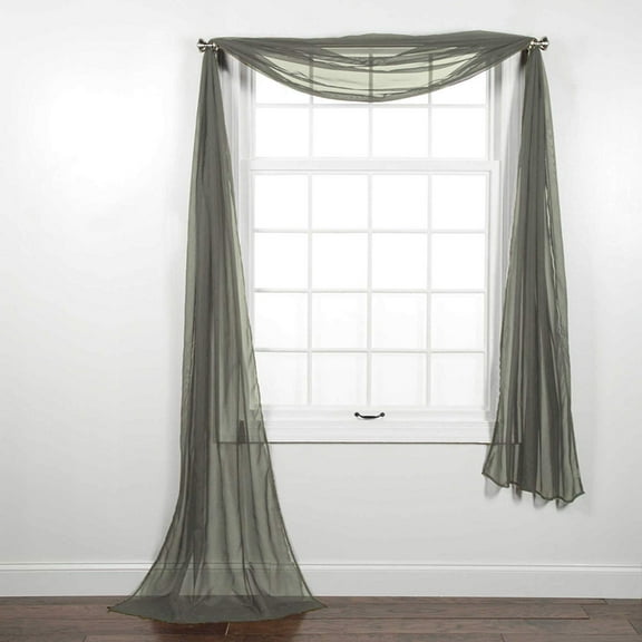 Decotex Solid Sheer Window Scarf Curtains, 37” x 216”